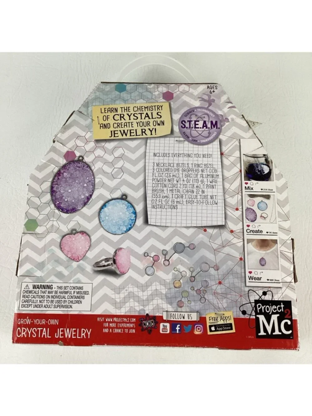 Project MC2 Grow Your Own Crystal Jewelry Kit STEAM Craft Set 2018 MGA New